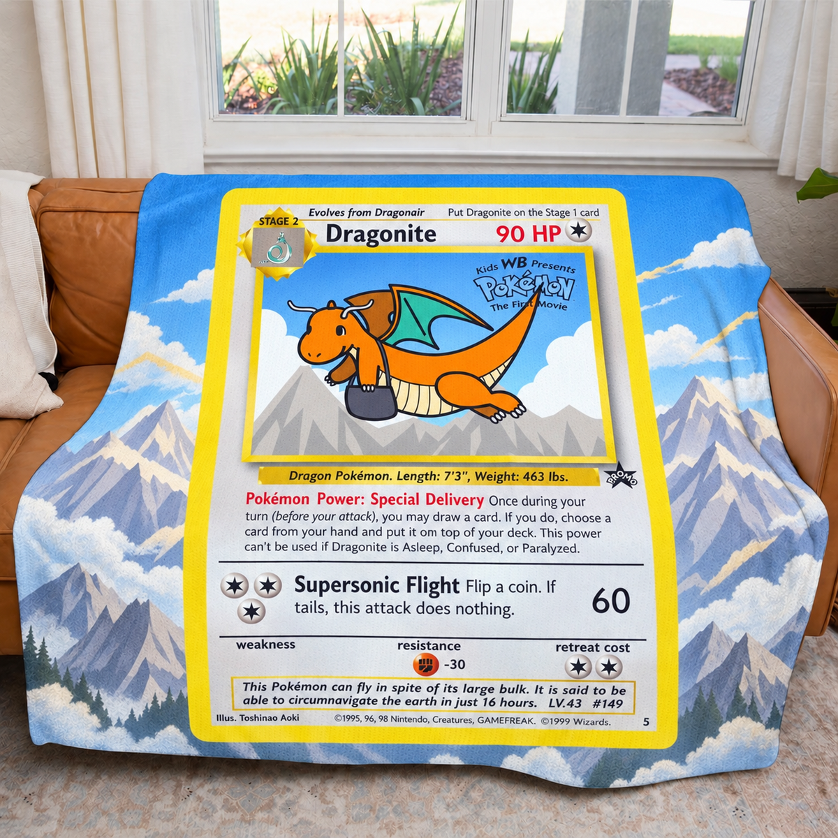 Dragonite Vmax PKM Extended Artwork Pokemon Fleece Blanket