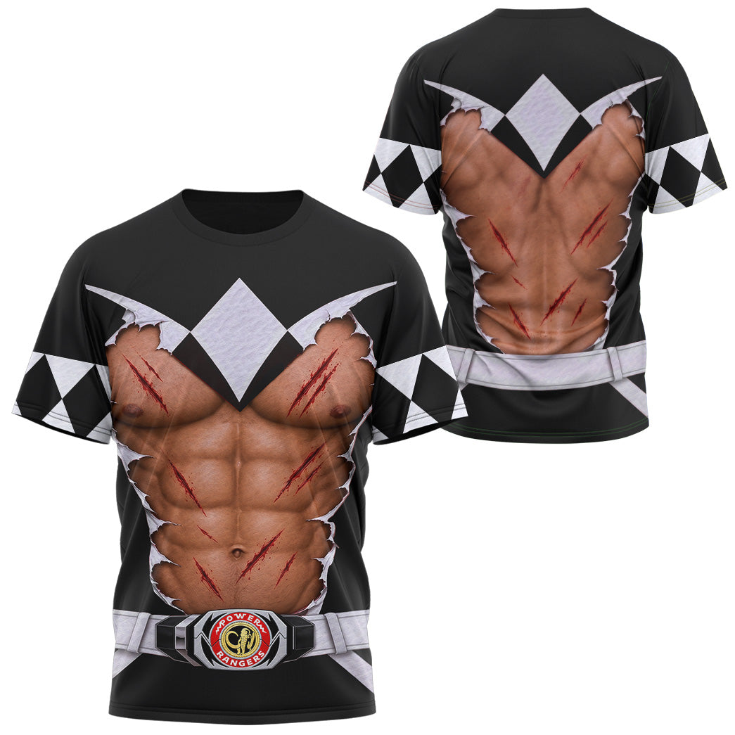 Mighty Morphin Power Rangers Black Ranger Six-Pack Abs T-Shirt Sweatshirt Hoodie Sweatpants