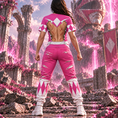 Mighty Morphin Power Rangers Pink Ranger Six-Pack Abs T-Shirt Sweatshirt Hoodie Sweatpants