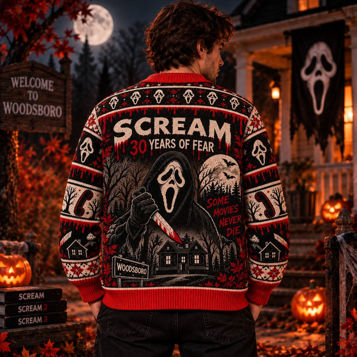 Halloween Scream 30th Anniversary Ugly Cardigan