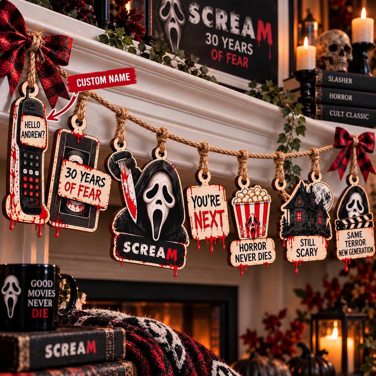Halloween Scream 30th Anniversary Wooden Garland