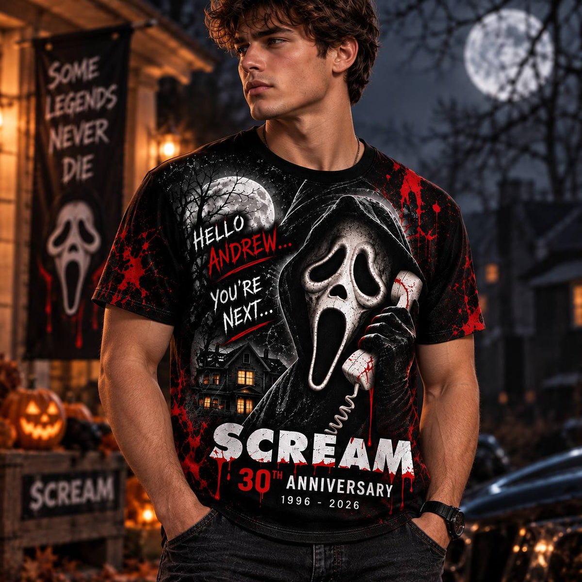 Personalized Your Name Scream 30th Anniversary AOP T-Shirt Sweatshirt Hoodie