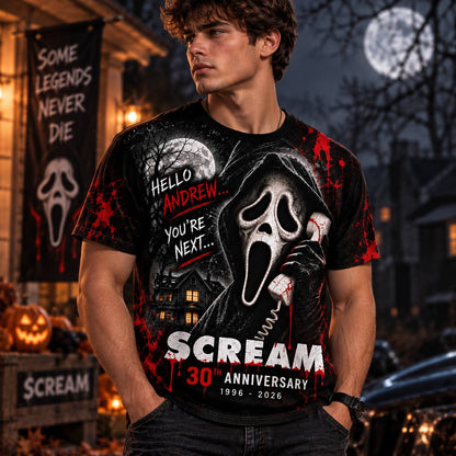 Personalized Your Name Scream 30th Anniversary AOP T-Shirt Sweatshirt Hoodie