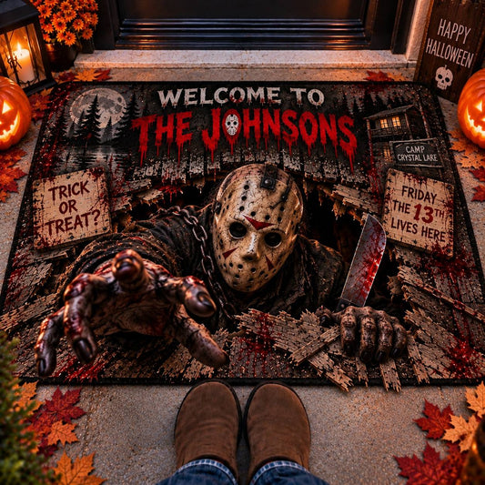 Halloween Jason Custom Family Name AOP Doormat