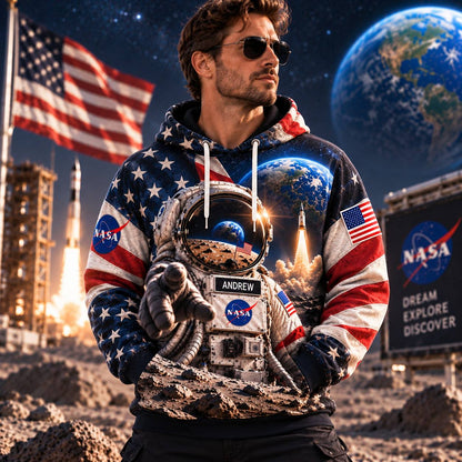 Personalized Your Name Out Space USA Anniversary AOP T-Shirt Sweatshirt Hoodie