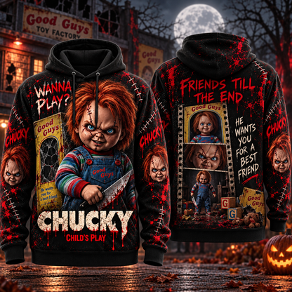 Halloween Chucky AOP T-Shirt Sweatshirt Hoodie