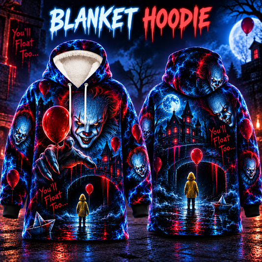Halloween Neon Pennywise AOP Blanket Hoodie