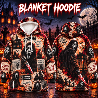 Halloween Ghost Face AOP Blanket Hoodie