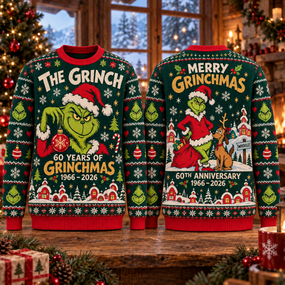 Christmas 60th Anniversary Knit-Effect Ugly Christmas Sweatshirt