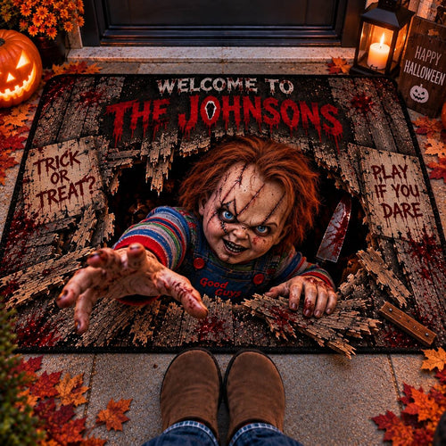 Halloween Chucky Custom Family Name AOP Doormat