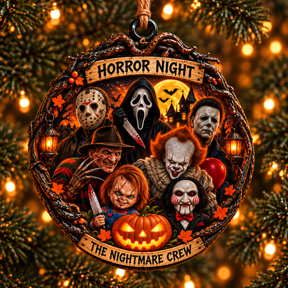 Personalized Halloween Horror Movie Characters Double-Side Printed Wooden Ornament