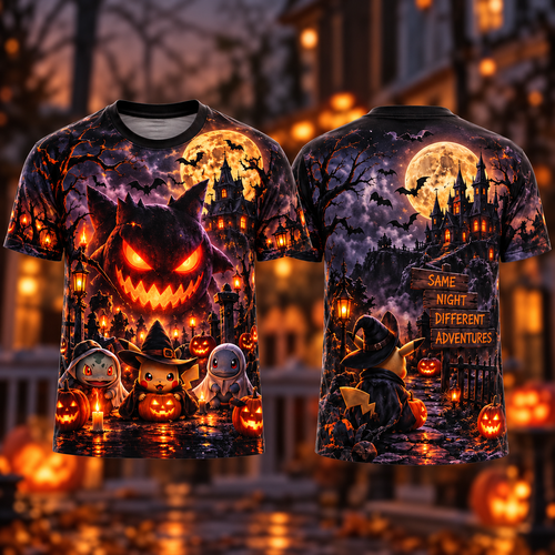 Halloween PKM Same Night Different Adventures AOP T-Shirt Sweatshirt Hoodie