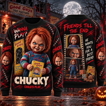 Halloween Chucky AOP T-Shirt Sweatshirt Hoodie