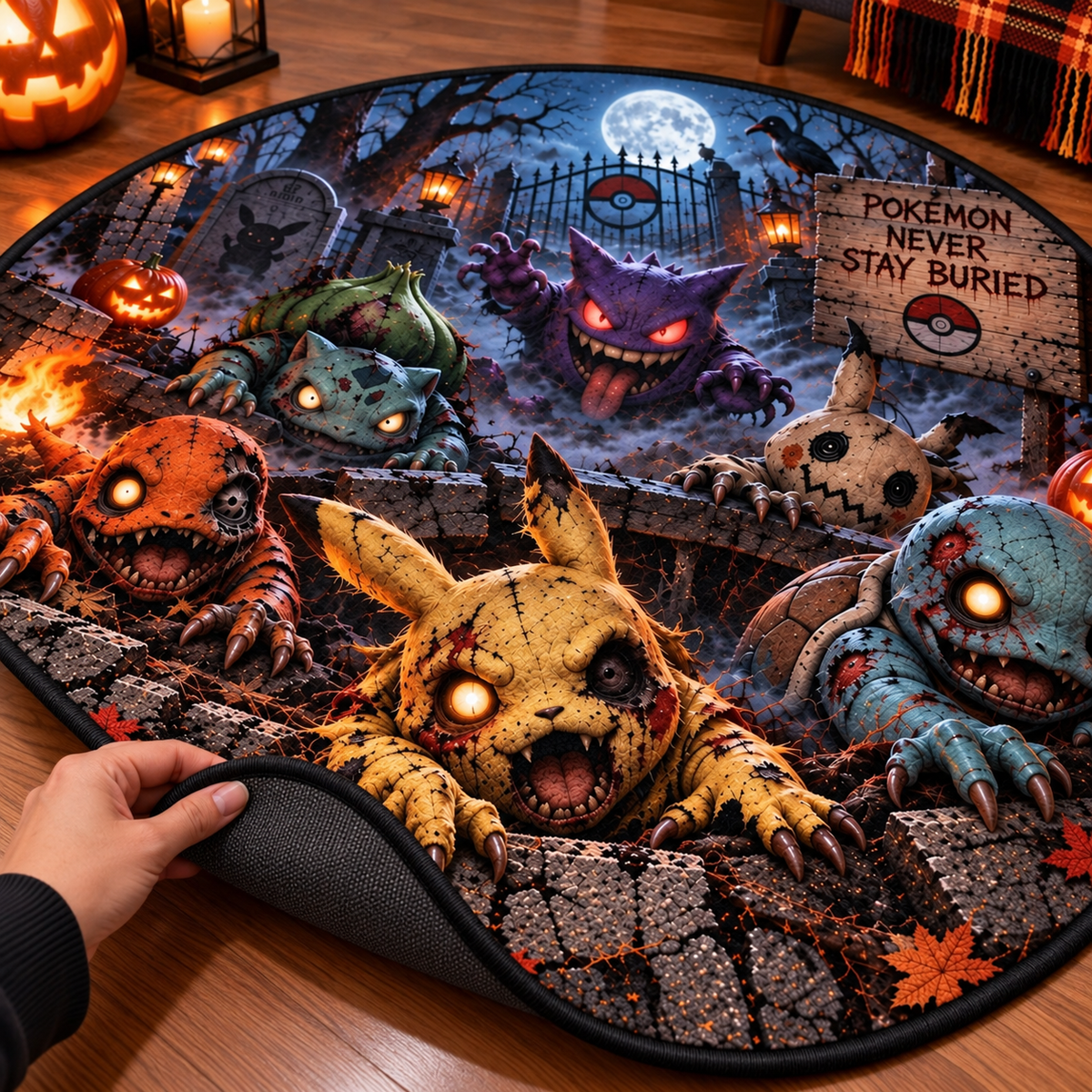 Halloween PKM Zombie 3D Illusion Custom Floor Mat