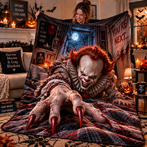 Halloween Pennywise Custom Fleece Blanket