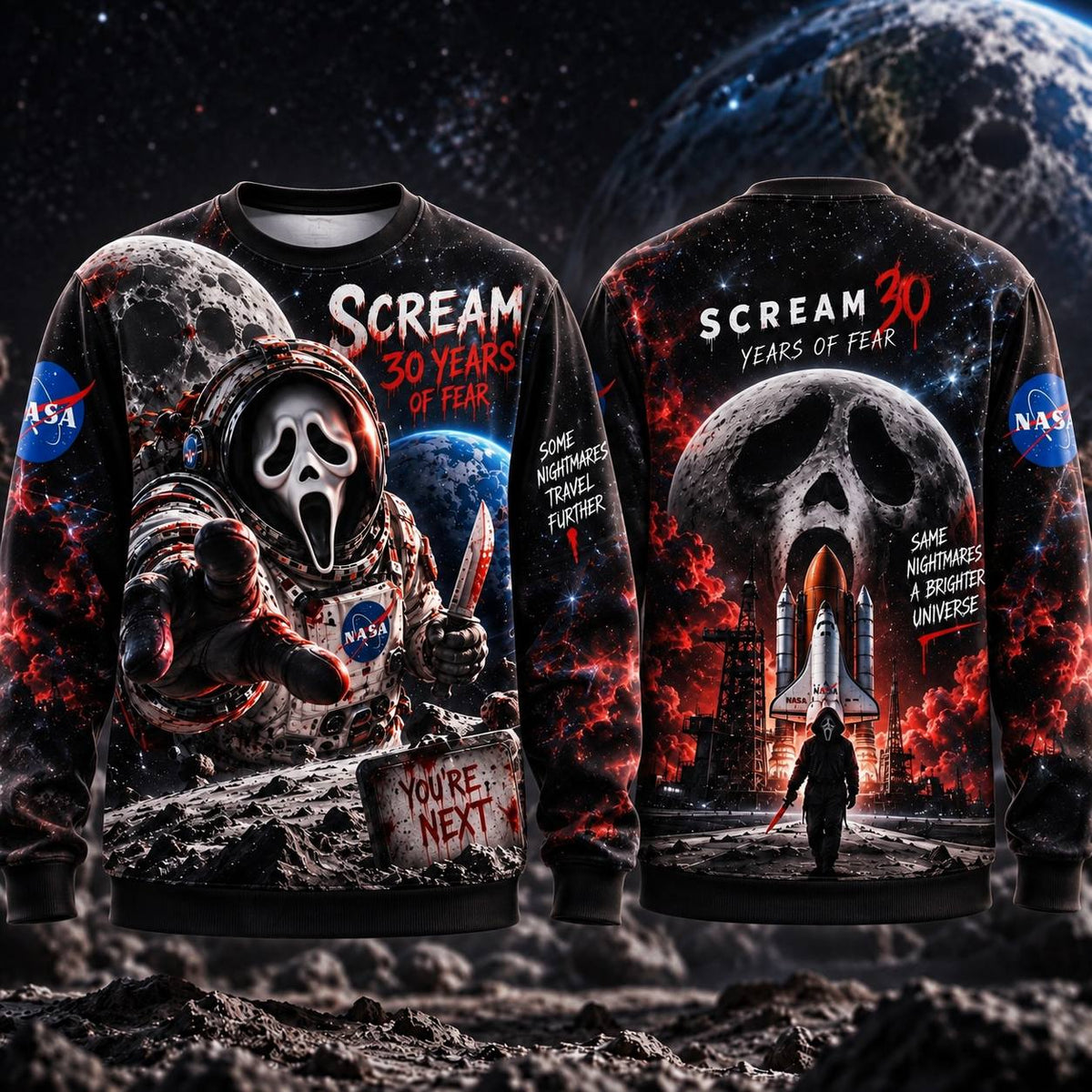 Halloween Scream Out Space AOP T-Shirt Sweatshirt Hoodie