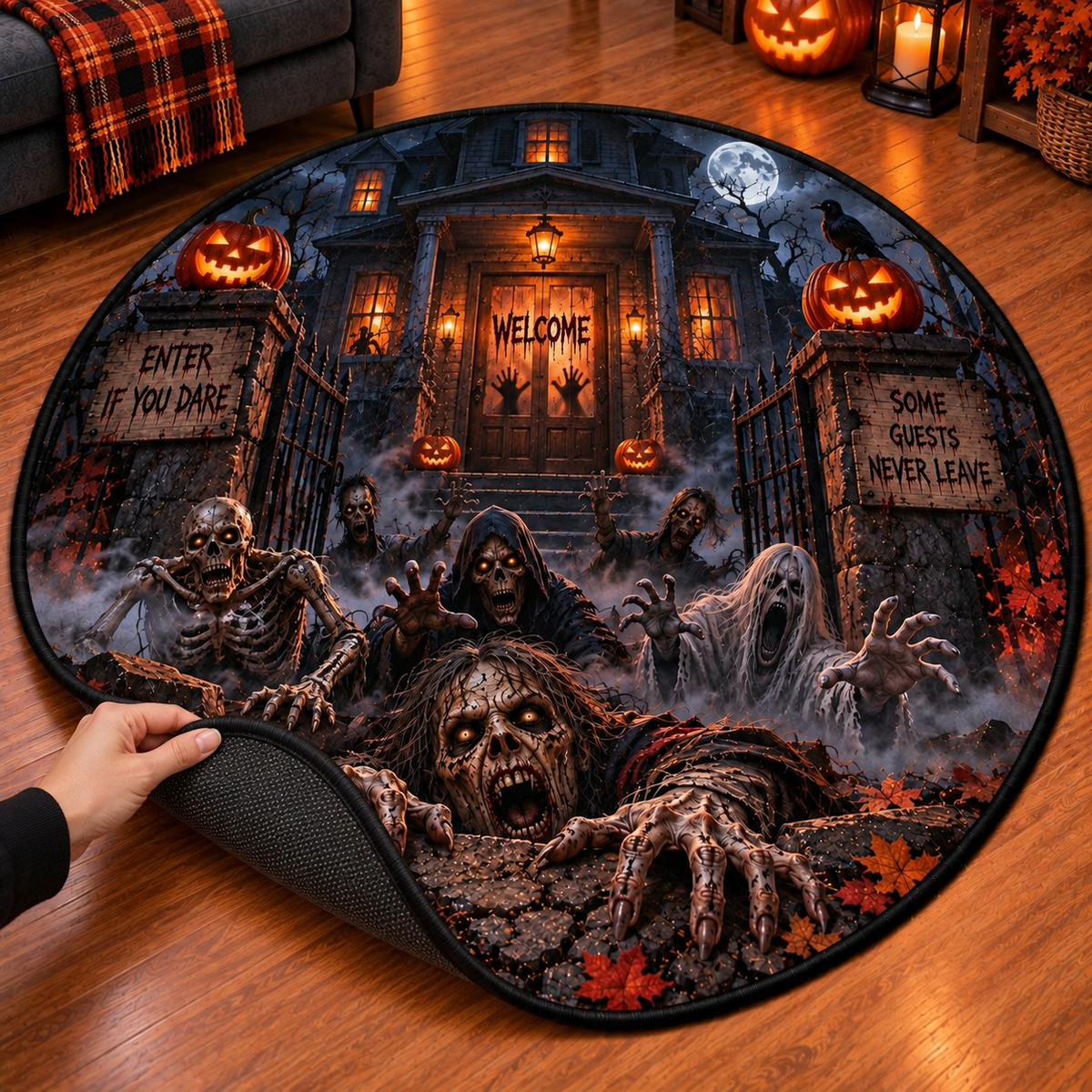 Halloween Haunted House 3D Illusion Custom Floor Mat