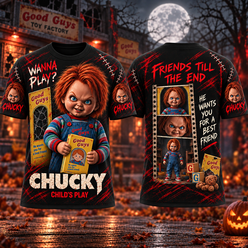 Halloween Chucky AOP T-Shirt Sweatshirt Hoodie