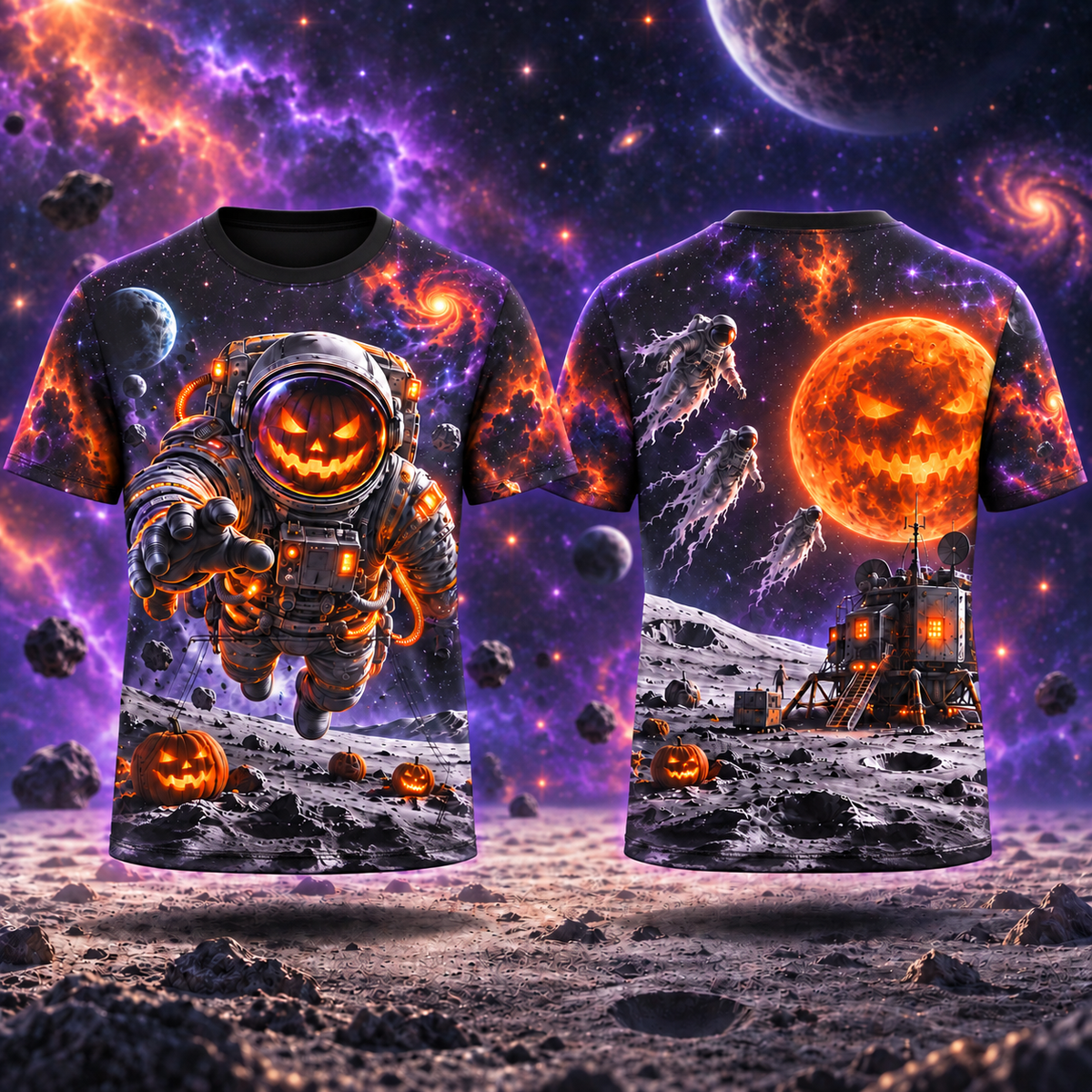 Halloween Out Space AOP T-Shirt Sweatshirt Hoodie