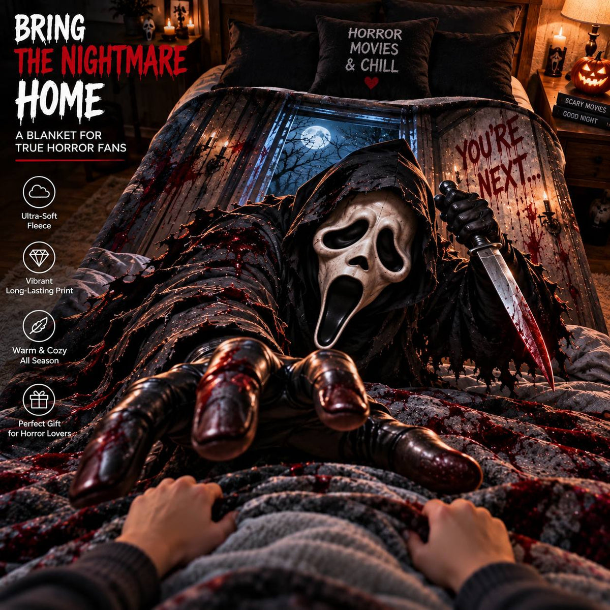 Halloween Scream Ghost Face Custom Fleece Blanket
