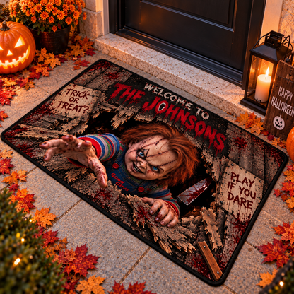 Halloween Chucky Custom Family Name AOP Doormat