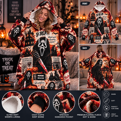 Halloween Ghost Face AOP Blanket Hoodie