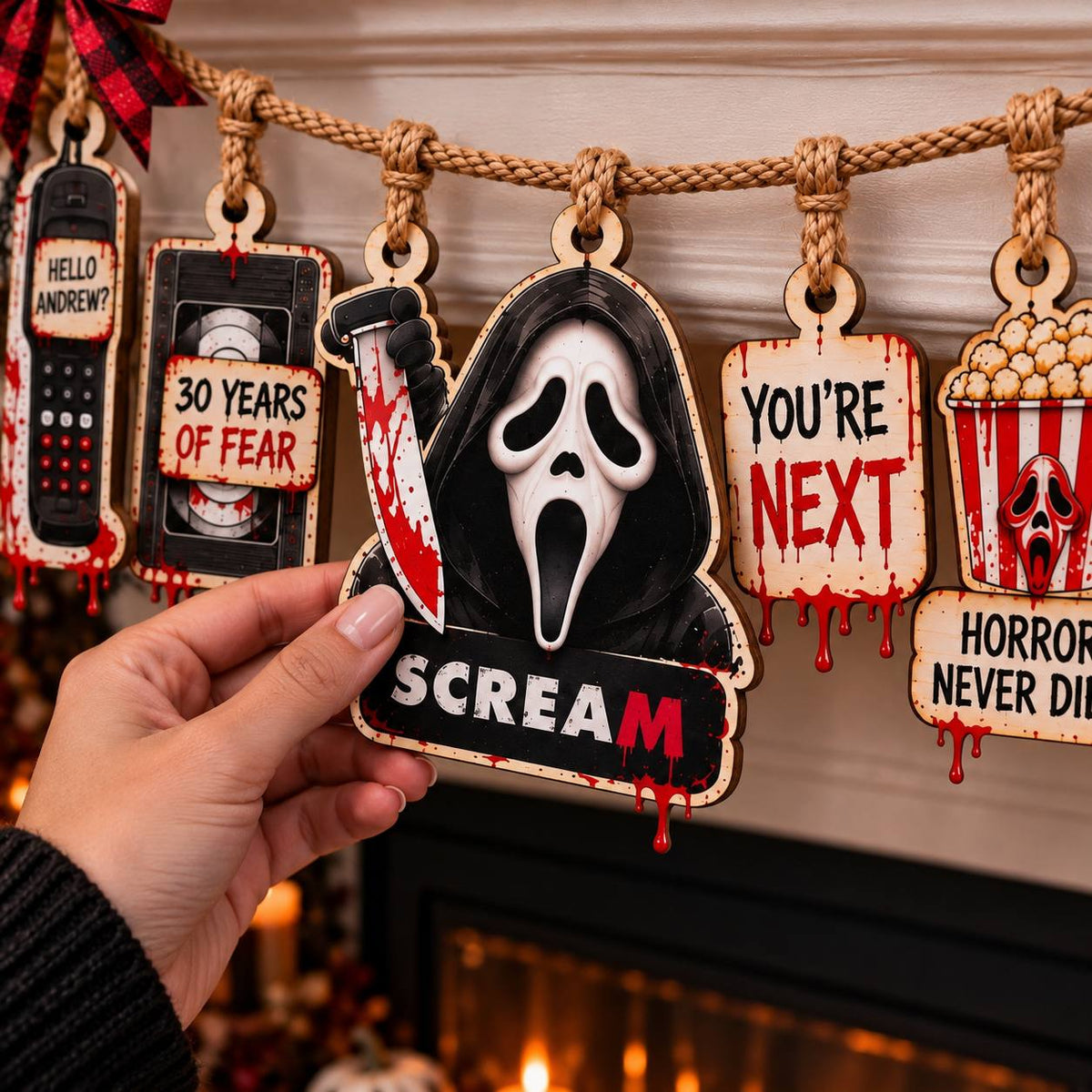 Halloween Scream 30th Anniversary Wooden Garland