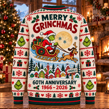 Christmas 60th Anniversary Knit-Effect Ugly Christmas Sweatshirt