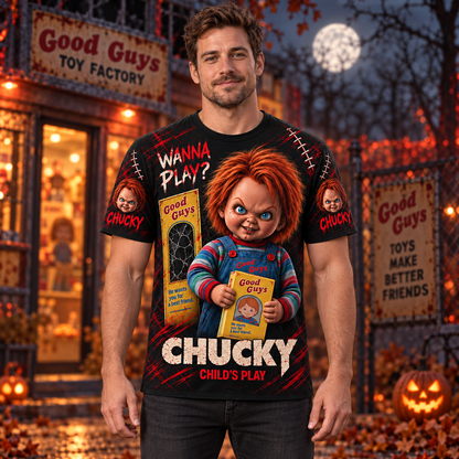 Halloween Chucky AOP T-Shirt Sweatshirt Hoodie