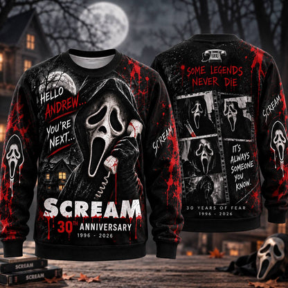 Personalized Your Name Scream 30th Anniversary AOP T-Shirt Sweatshirt Hoodie