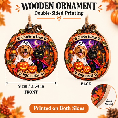 Personalized Halloween Horror Movie Club Double-Side Printed Wooden Ornament