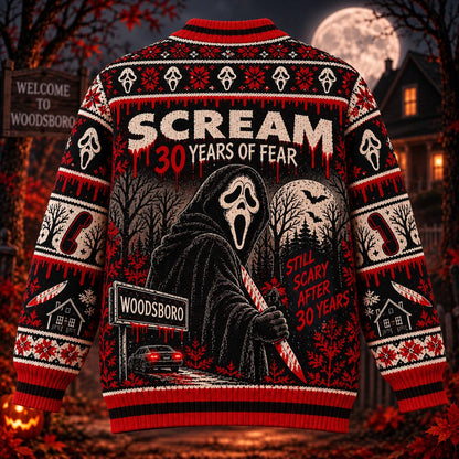 Halloween Scream 30th Anniversary Ugly Cardigan