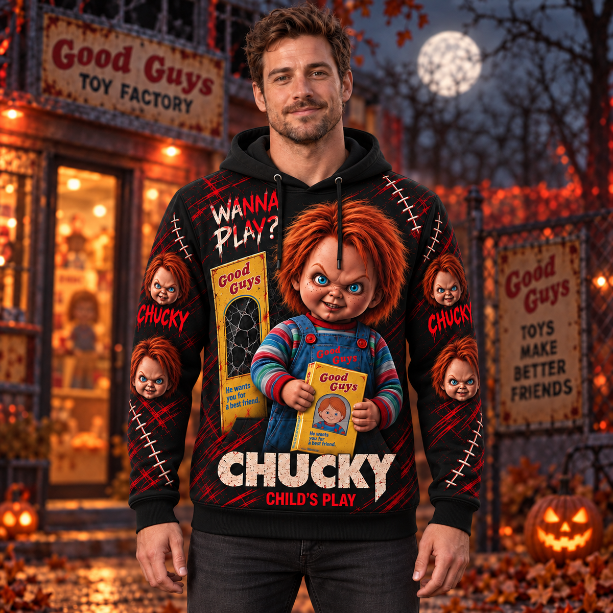 Halloween Chucky AOP T-Shirt Sweatshirt Hoodie