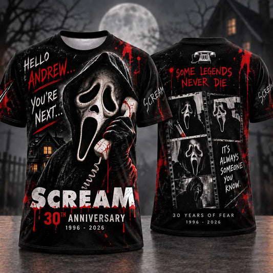 Personalized Your Name Scream 30th Anniversary AOP T-Shirt Sweatshirt Hoodie