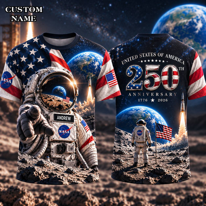 Personalized Your Name Out Space USA Anniversary AOP T-Shirt Sweatshirt Hoodie