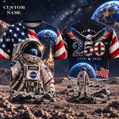 Personalized Your Name Out Space USA Anniversary AOP T-Shirt Sweatshirt Hoodie