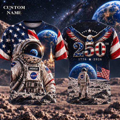 Personalized Your Name Out Space USA Anniversary AOP T-Shirt Sweatshirt Hoodie
