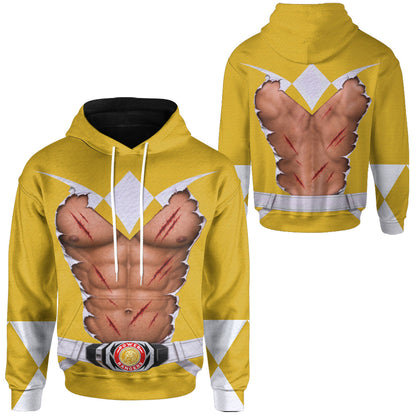 Mighty Morphin Power Rangers Yellow Ranger Six-Pack Abs T-Shirt Sweatshirt Hoodie Sweatpants