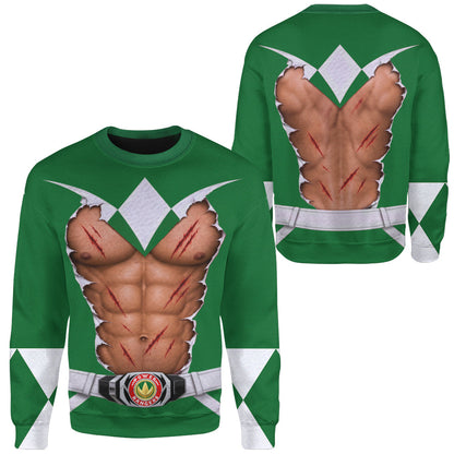 Mighty Morphin Power Rangers Green Ranger Six-Pack Abs T-Shirt Sweatshirt Hoodie Sweatpants