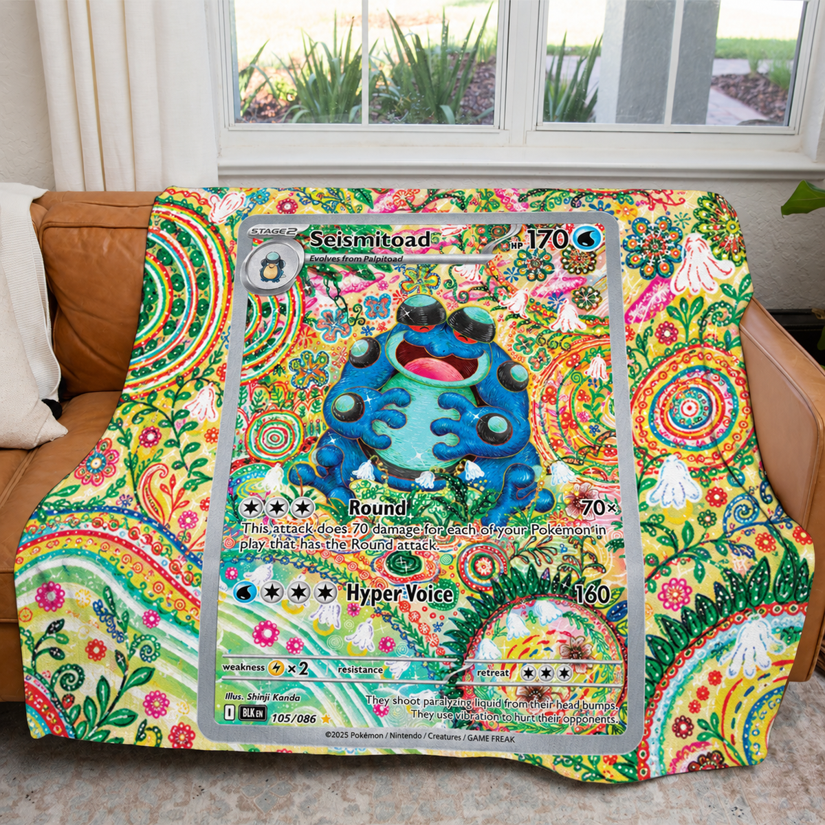 Seismitoad PKM Extended Artwork Pokemon Fleece Blanket