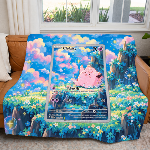 Clefairy Vmax PKM Extended Artwork Pokemon Fleece Blanke