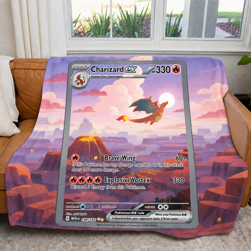 Charizard Vmax PKM Extended Artwork Pokemon Fleece Blanket
