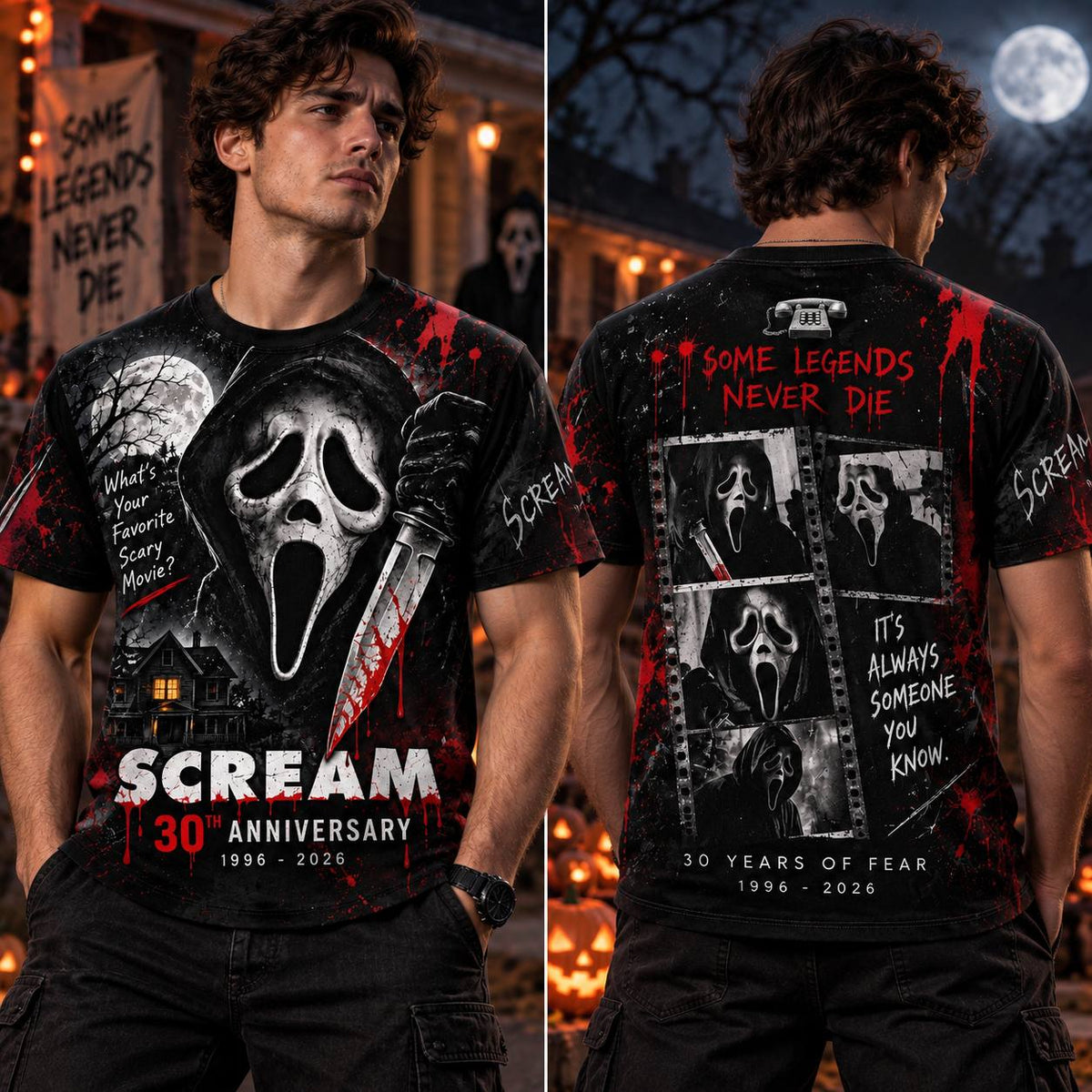 Scream 30th Anniversary AOP T-Shirt Sweatshirt Hoodie