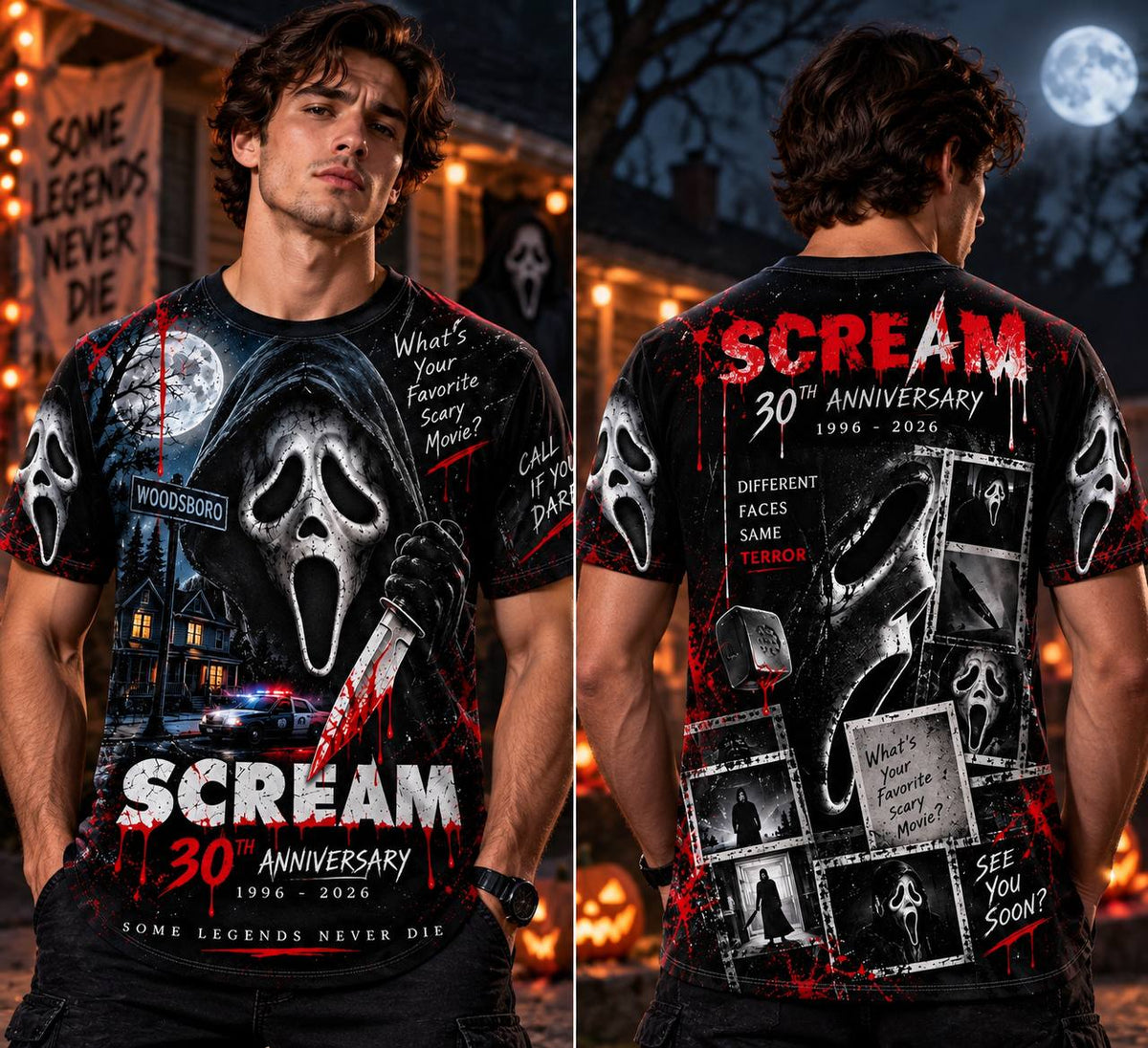 Scream 30th Anniversary AOP T-Shirt Sweatshirt Hoodie