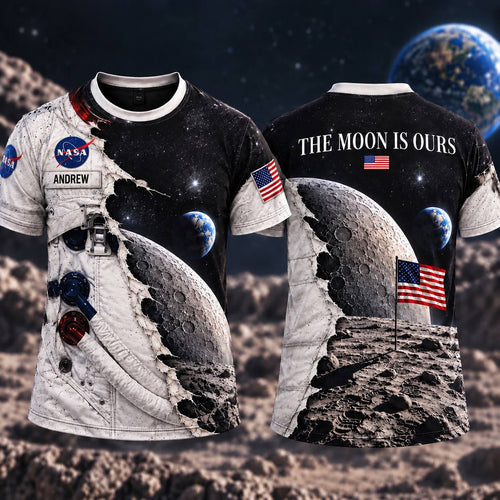 Personalized Your Name The Moon Is Ours AOP T-Shirt Sweatshirt Hoodie